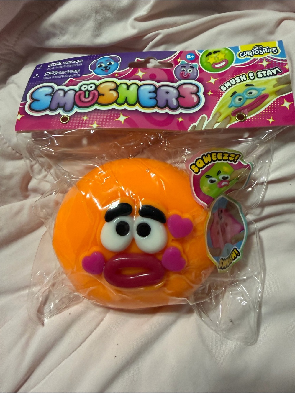 Orb Curiosities Smushers- Orange with Silly Removable Face